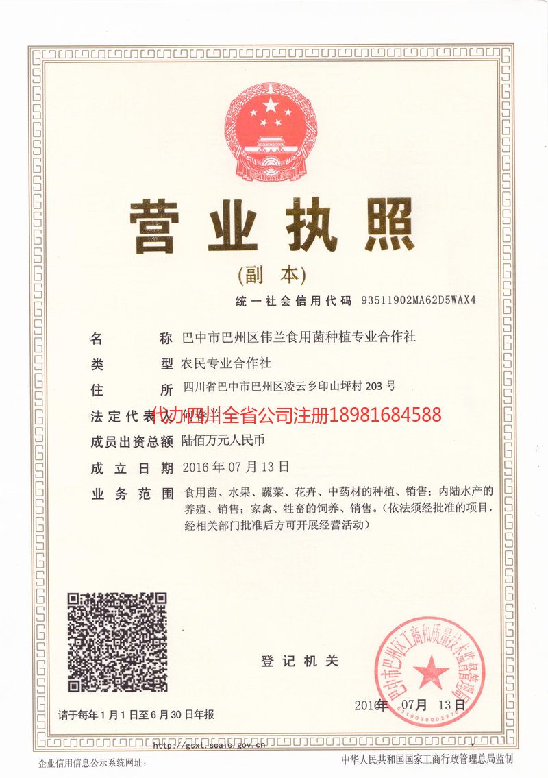 吉林吉林伟兰食用菌种植专业合作社